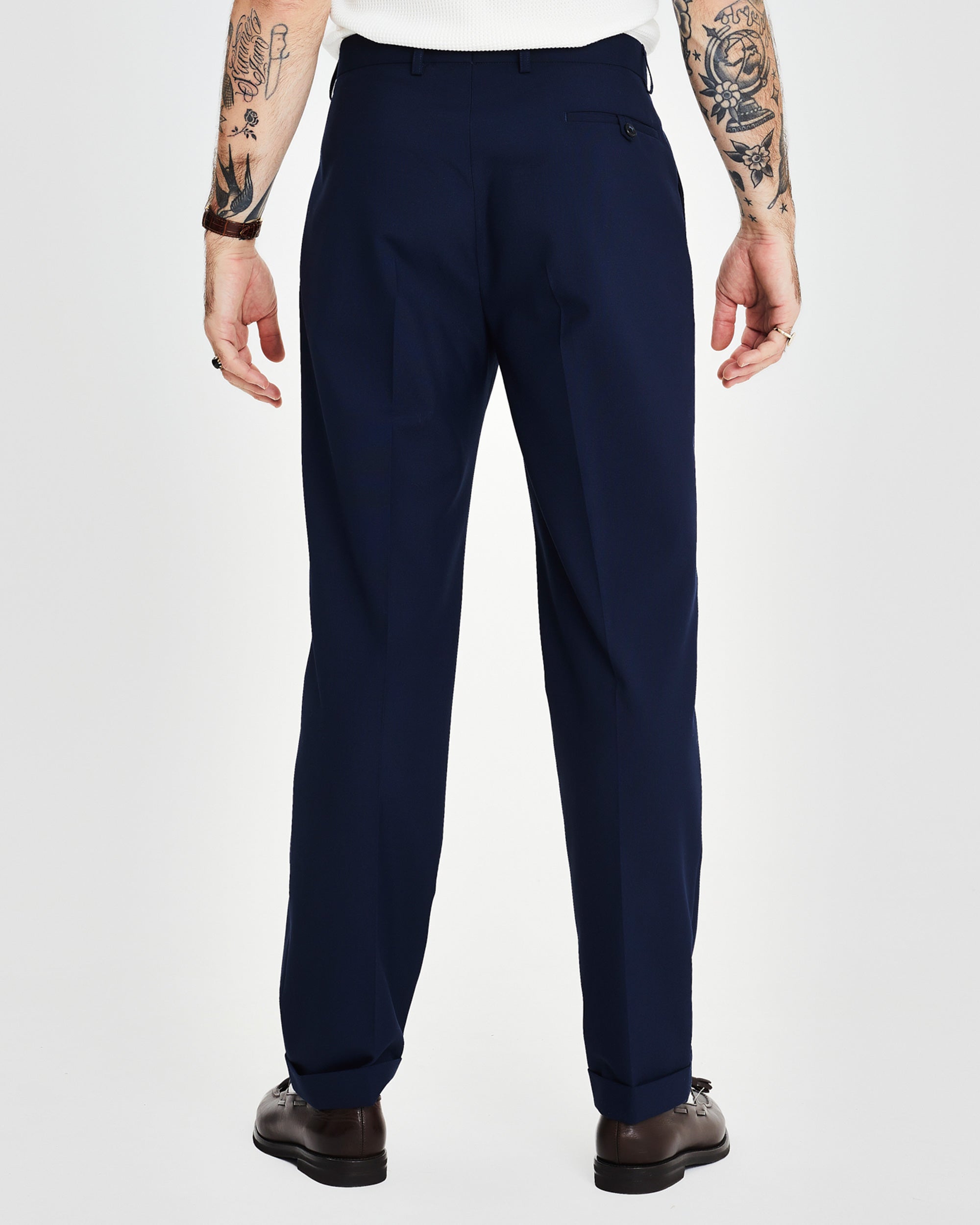 Pleated Tailored Pant - Navy