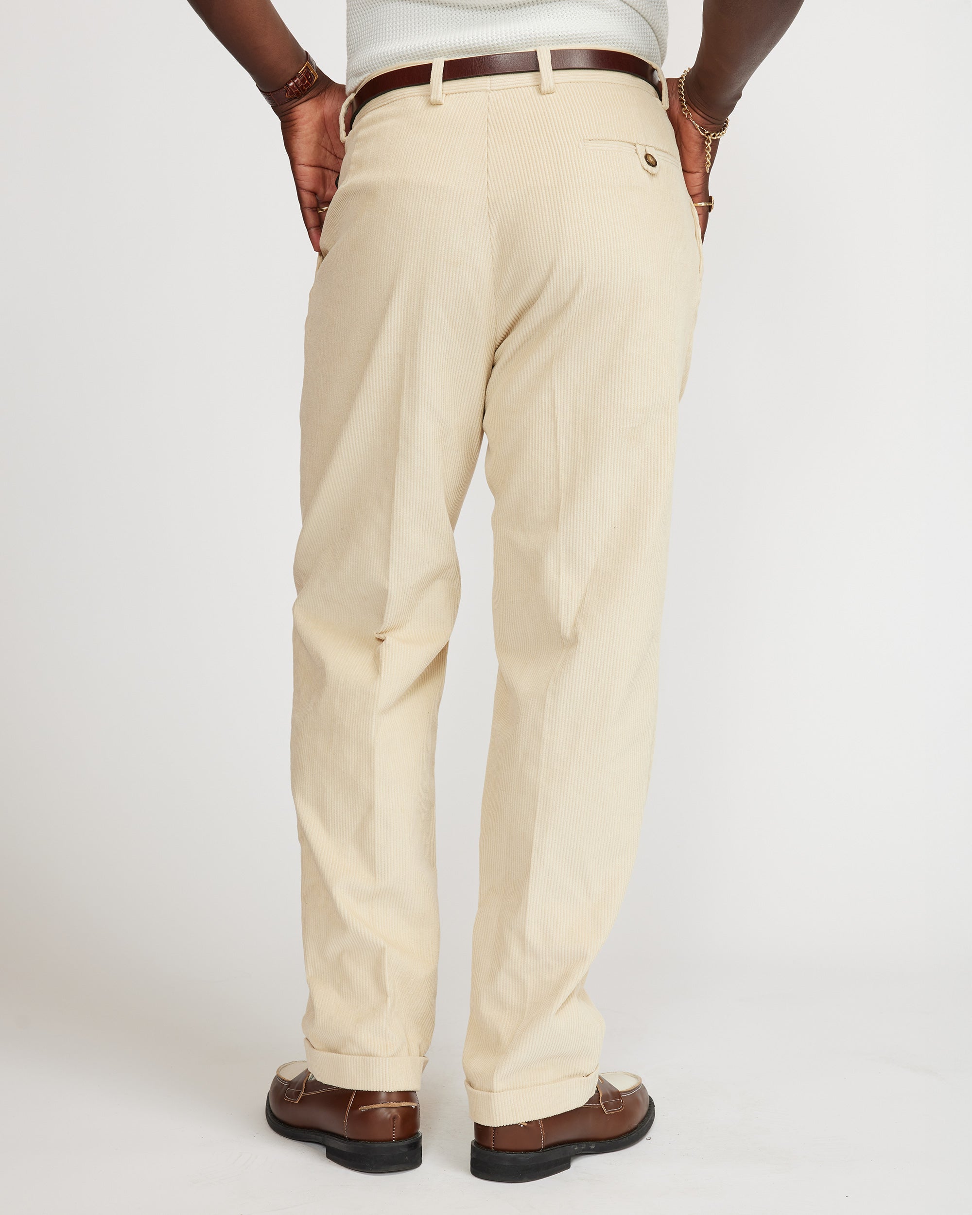 Cord pleated pants - Off white