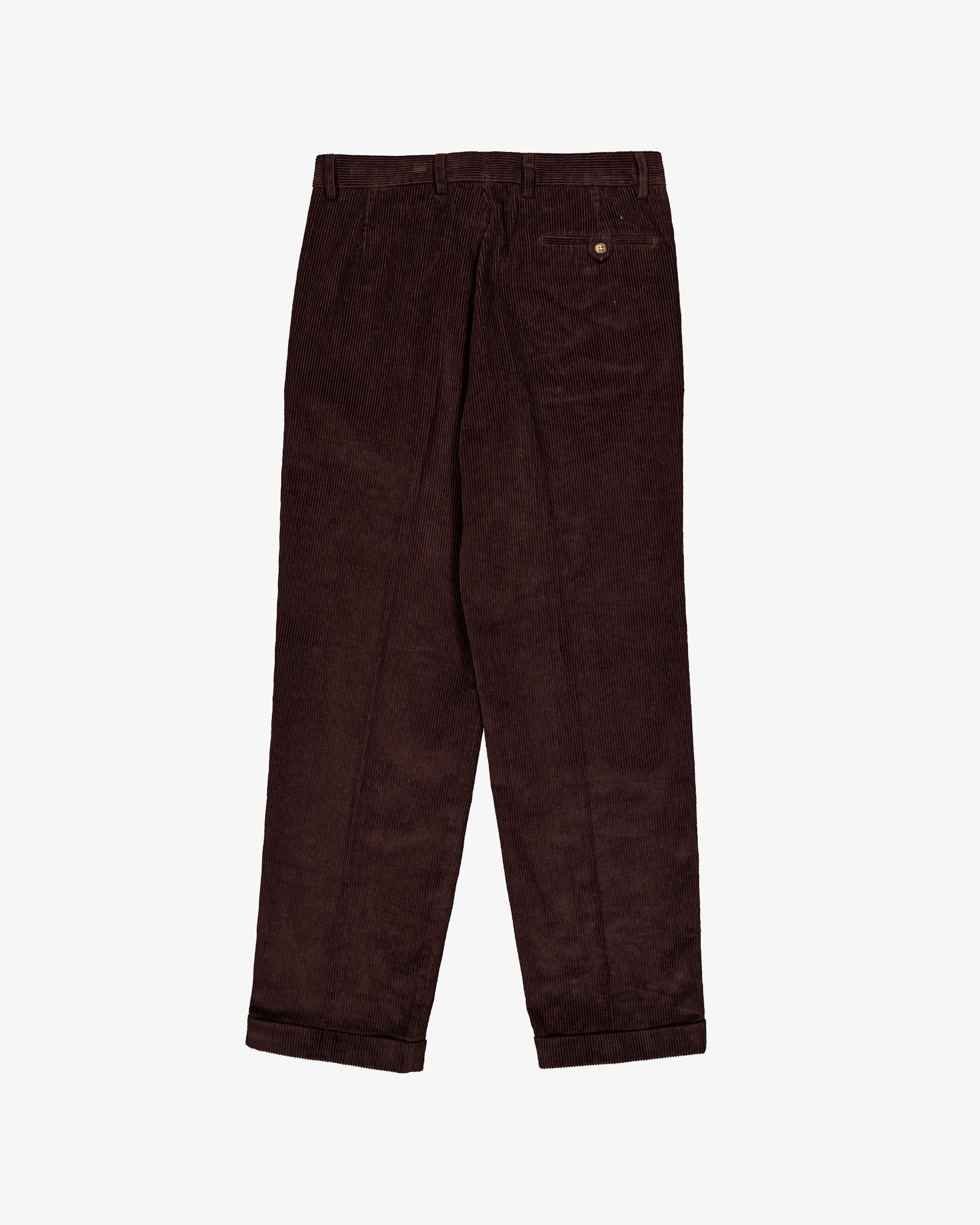 Cord pleated pants - Brown