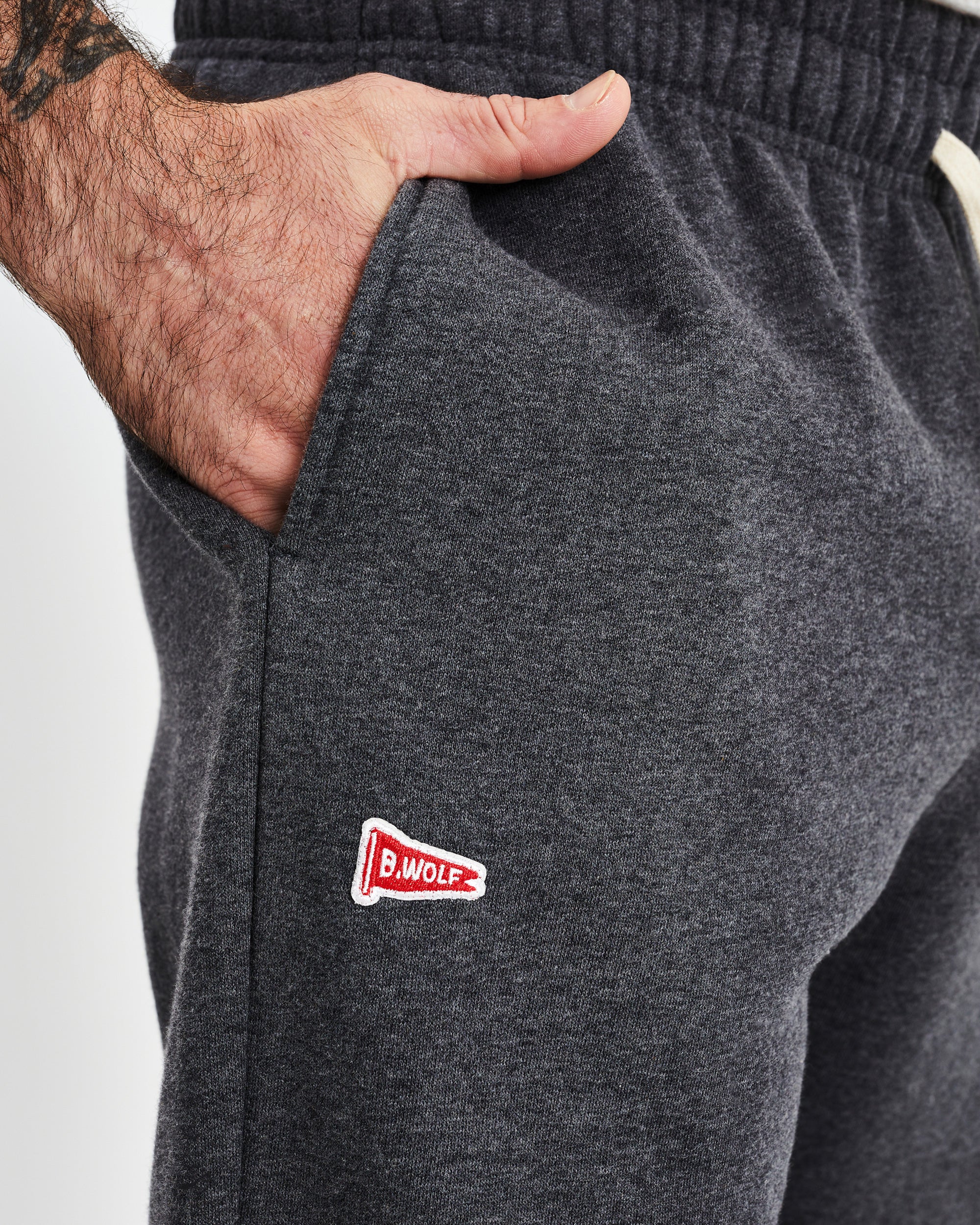 Flag Motif Sweats - Charcoal Marle