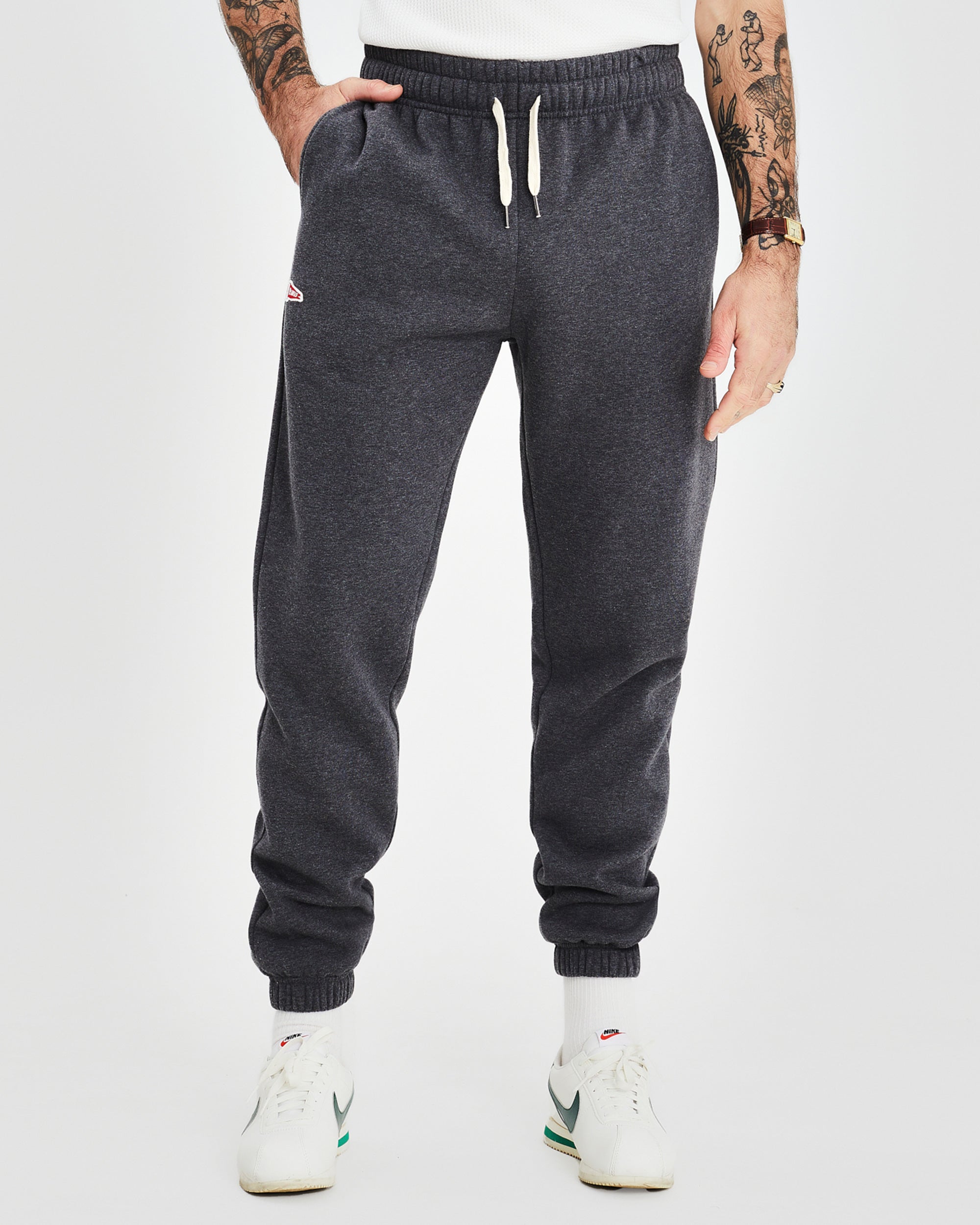 Flag Motif Sweats - Charcoal Marle