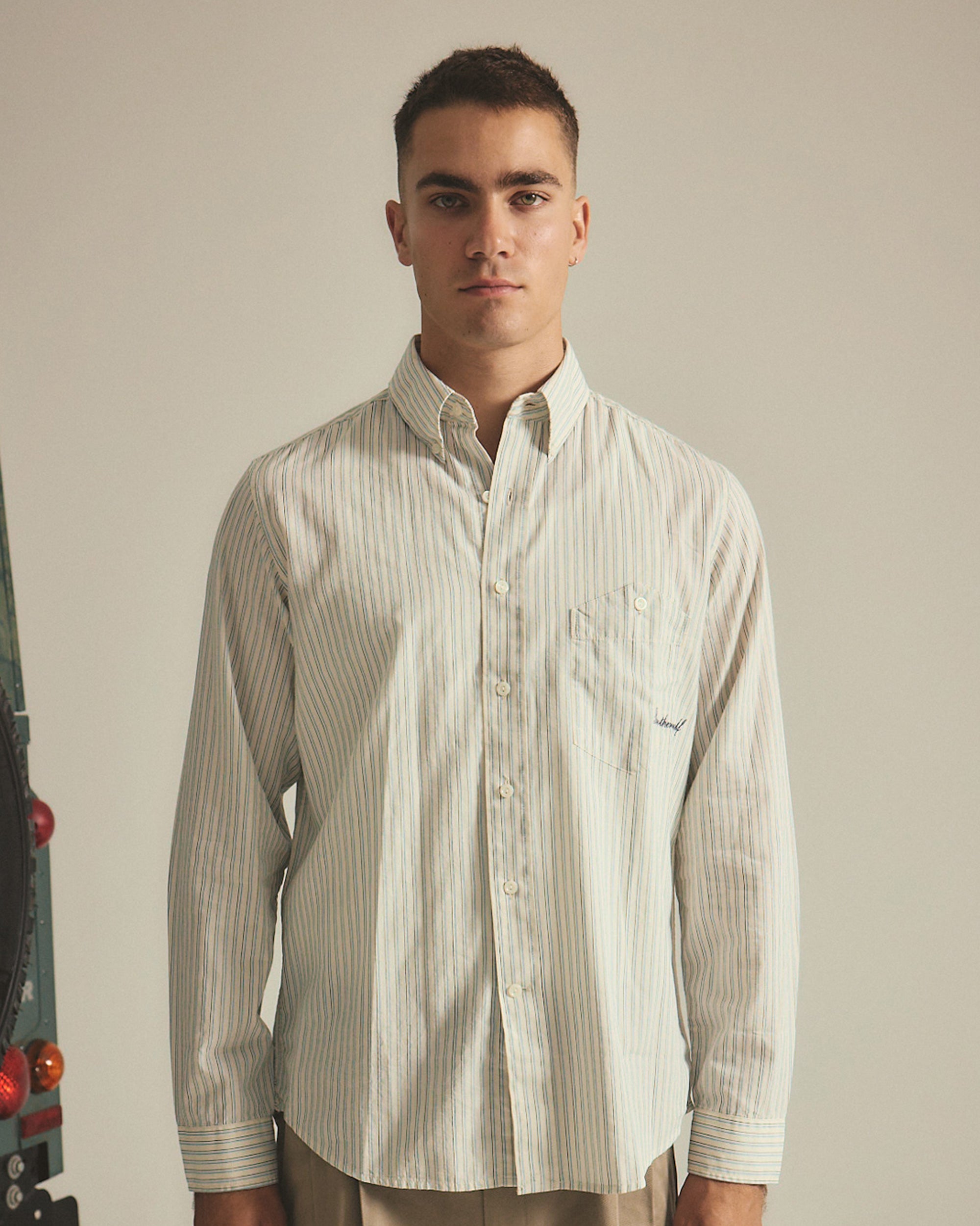 Script L/S Shirt - White Stripe