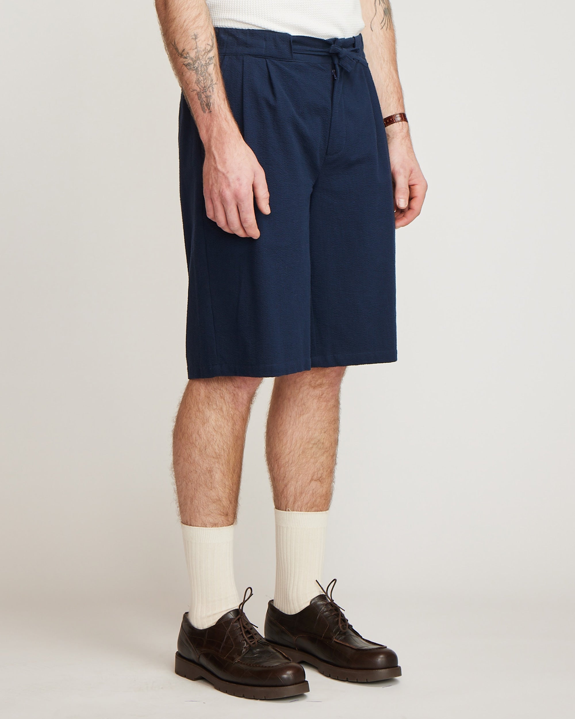 Seersucker Shorts - Navy