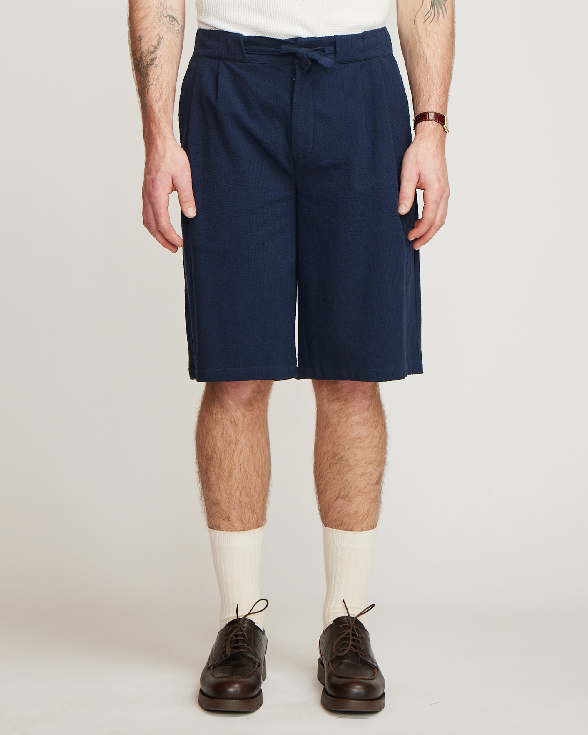 Seersucker Shorts - Navy