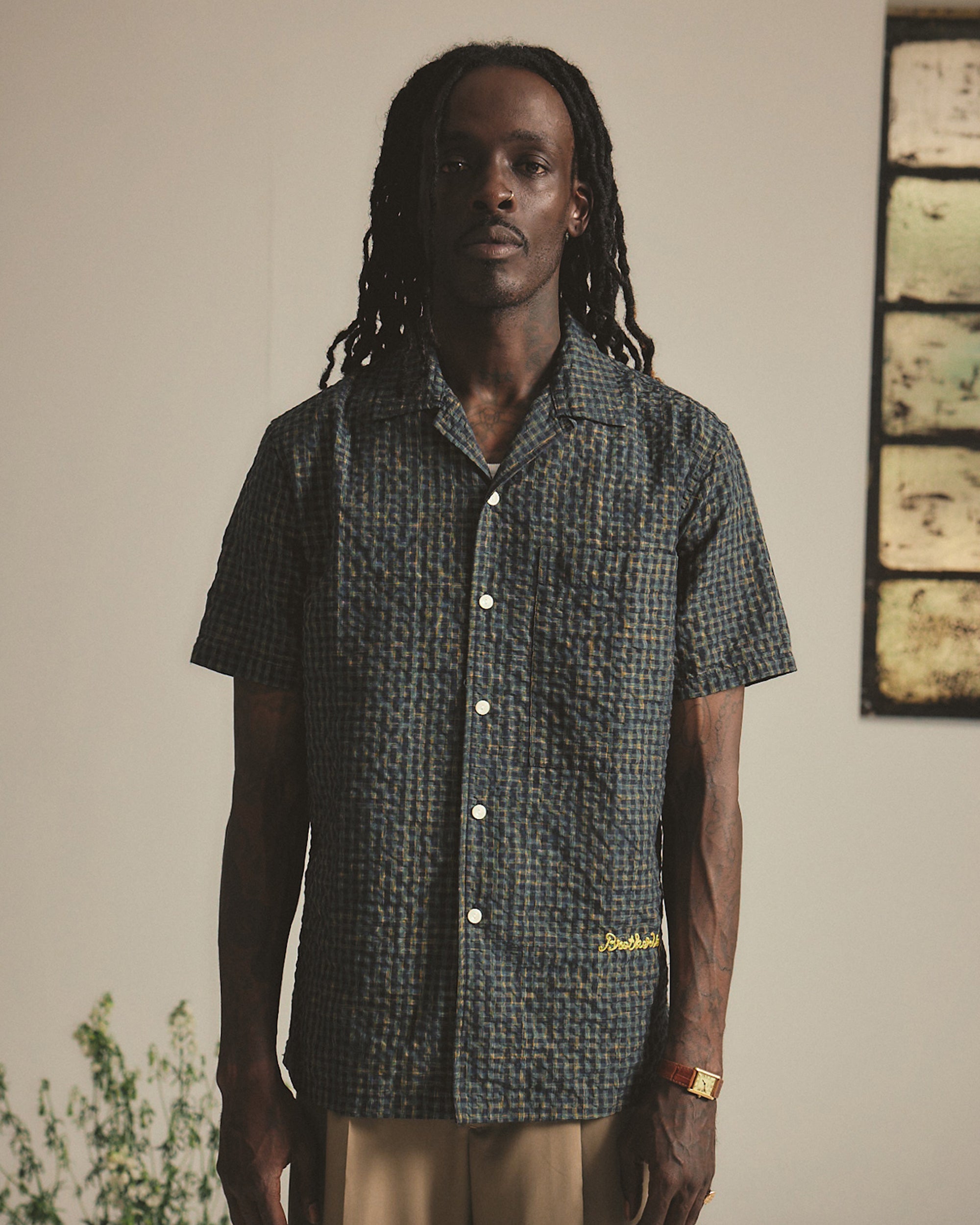Check S/S Shirt - Navy