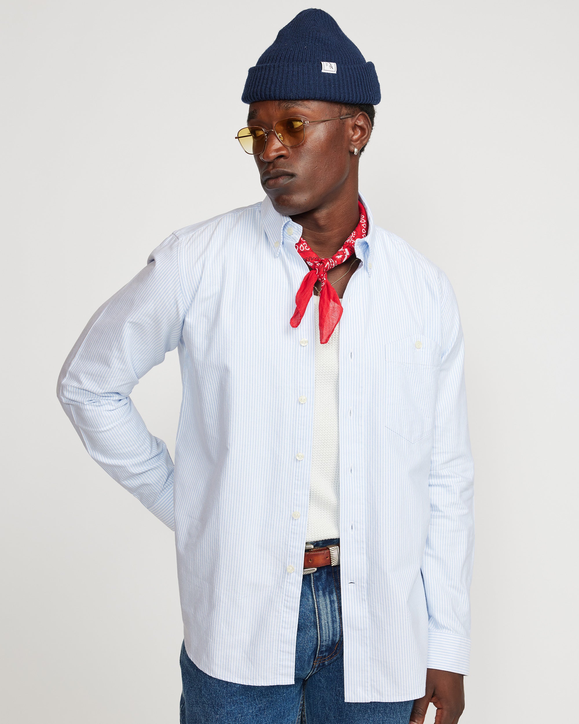 Button down (stripes) - Light Blue