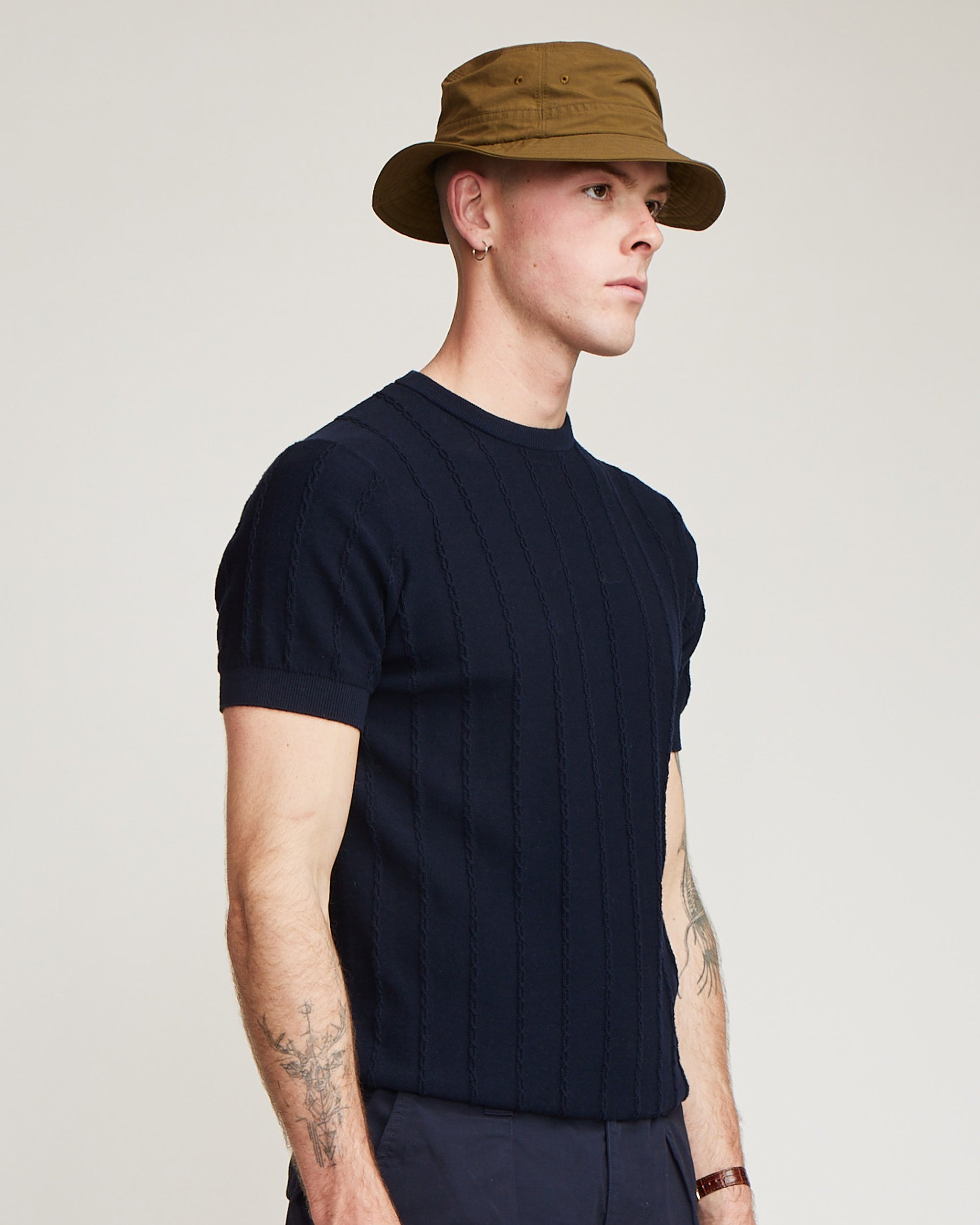 Cable Tee - Navy Blue