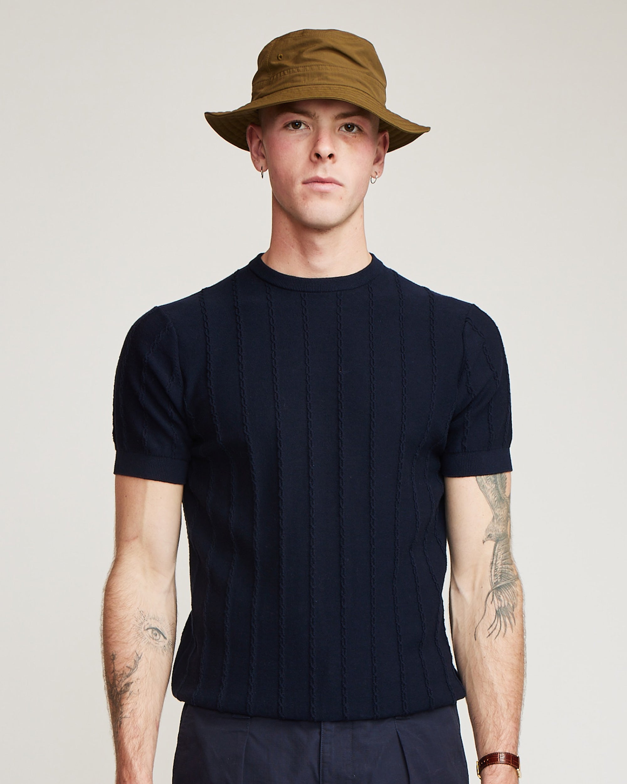 Cable Tee - Navy Blue