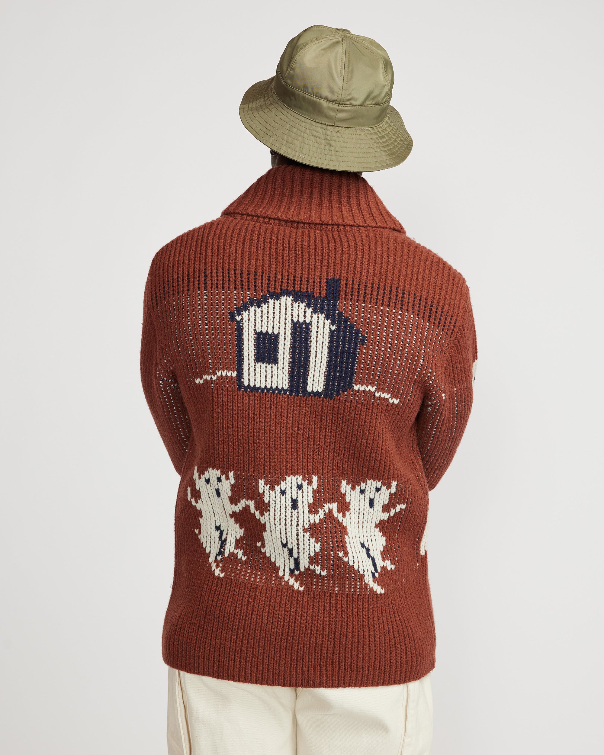 Huff heavy weight cardigan  - Rust