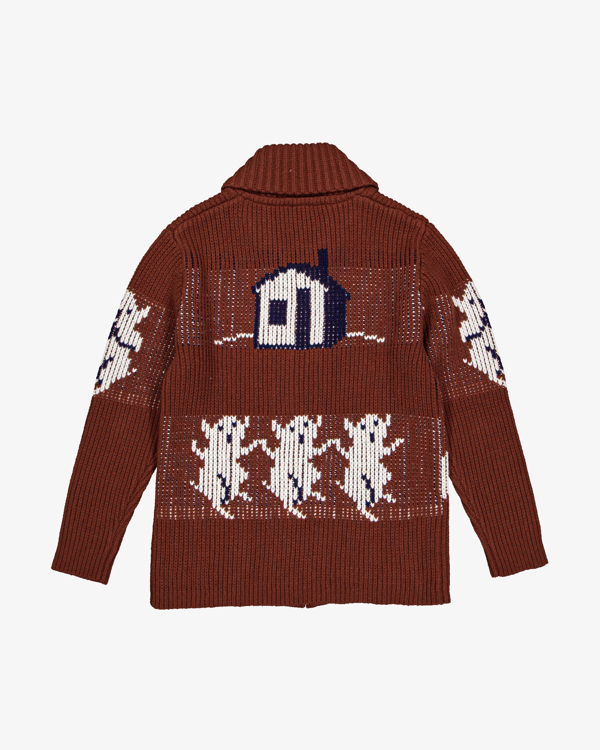 Huff heavy weight cardigan  - Rust