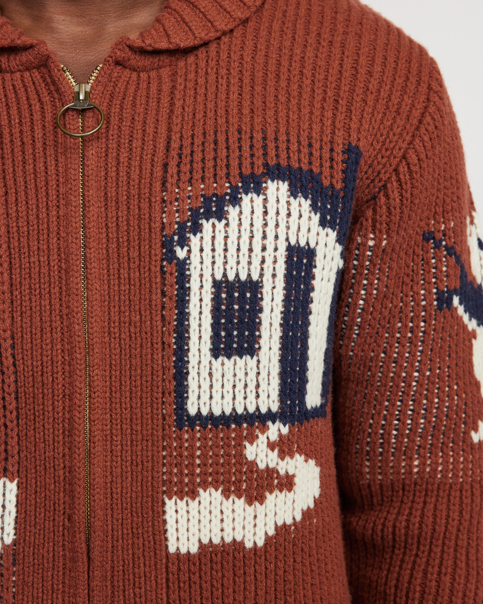 Huff heavy weight cardigan  - Rust