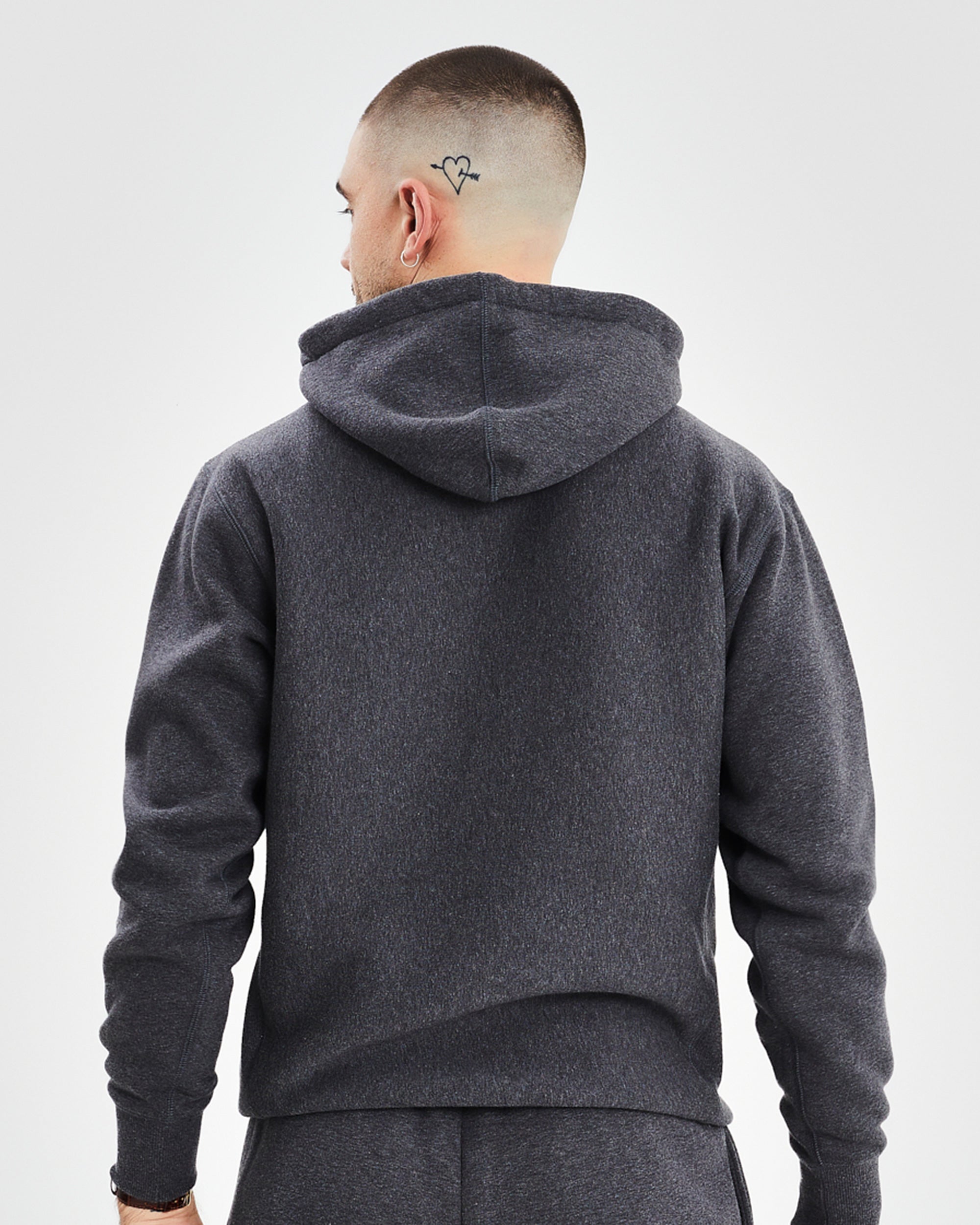 Flag Motif Hood - Charcoal Marle