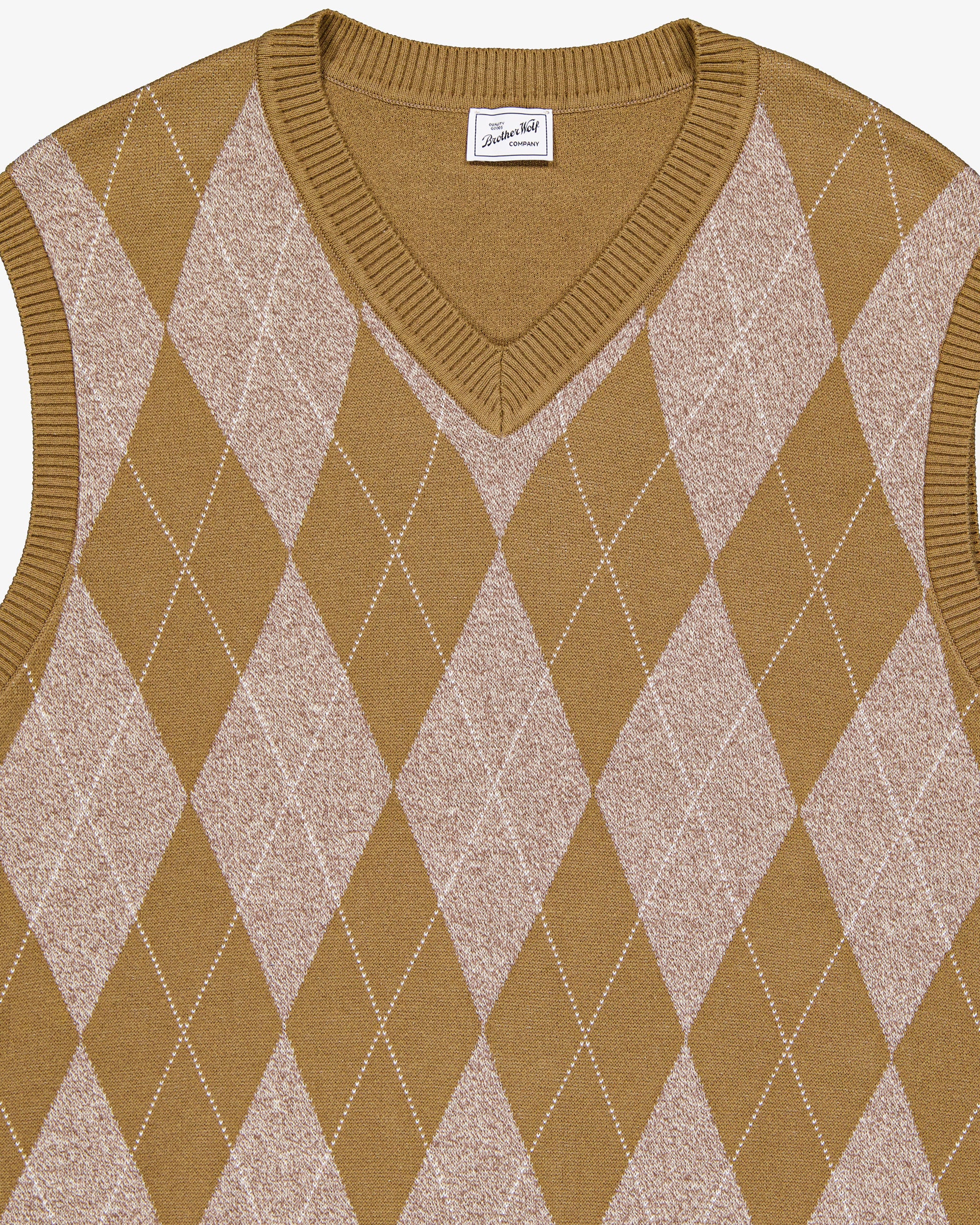 ARGYLE knitted vest - Brown