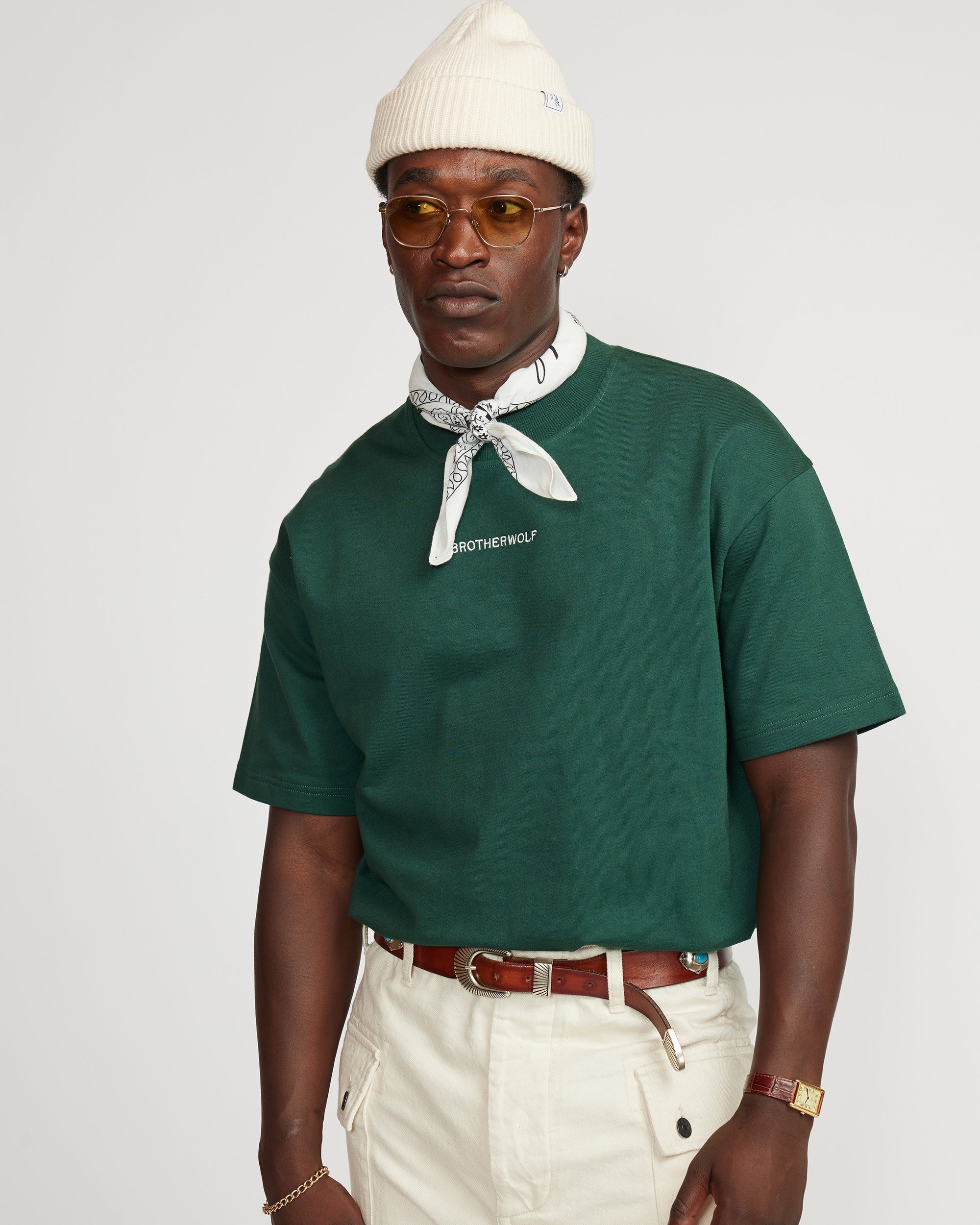 Oversized Tee (Signature BrotherWolf Embroidery)  - Bottle Green