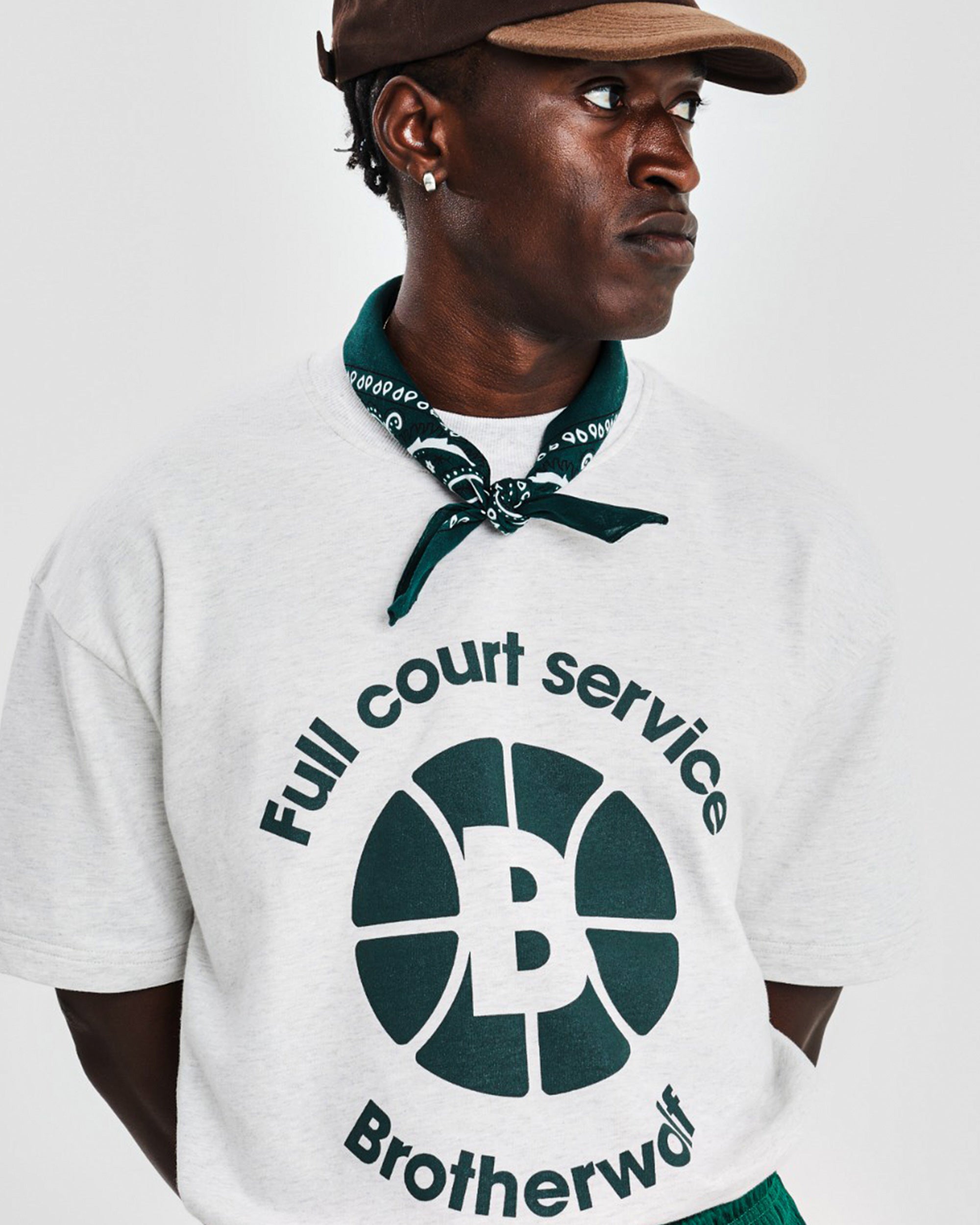 Oversized Tee (Full Court Service Print) - White Marle