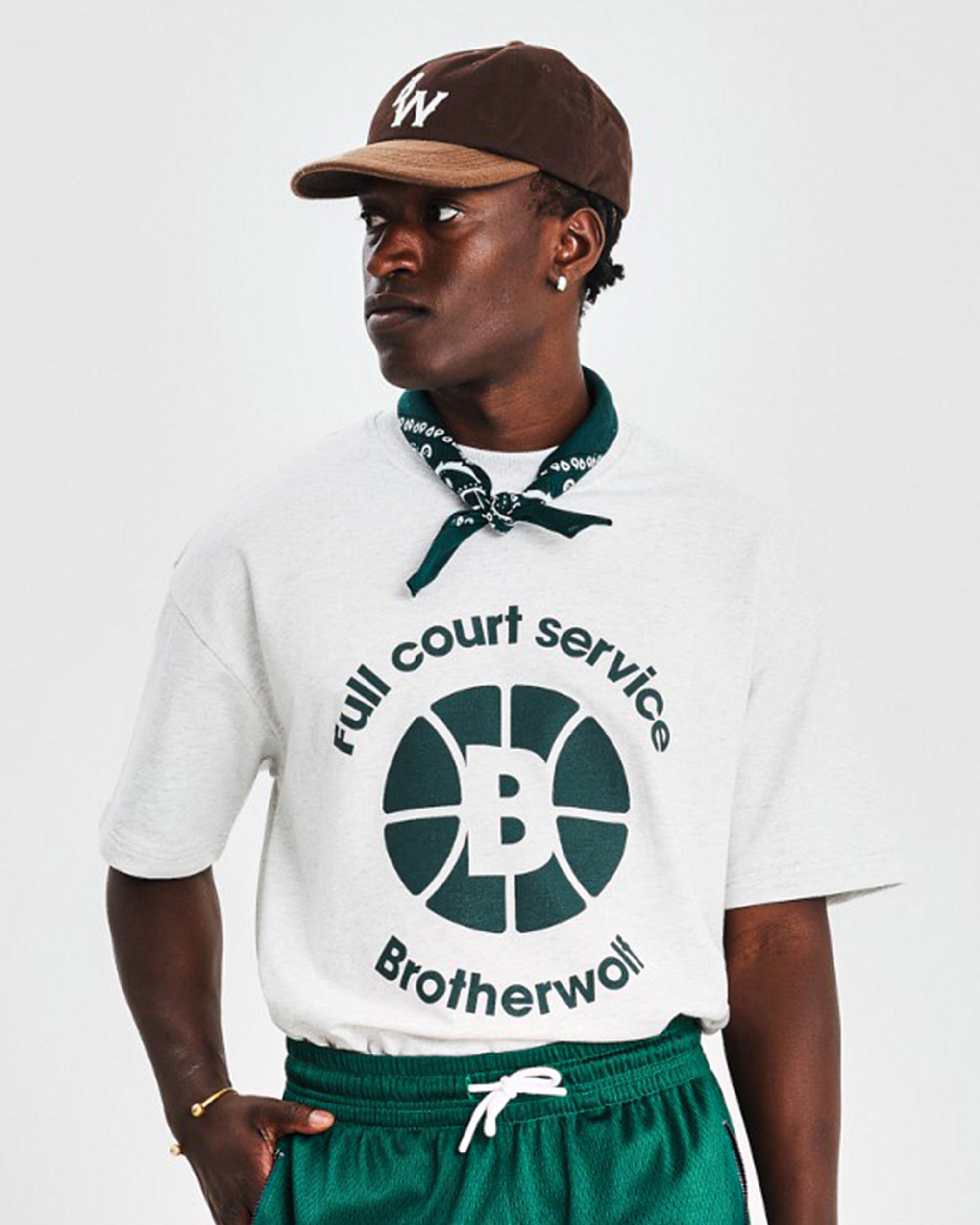 Oversized Tee (Full Court Service Print) - White Marle