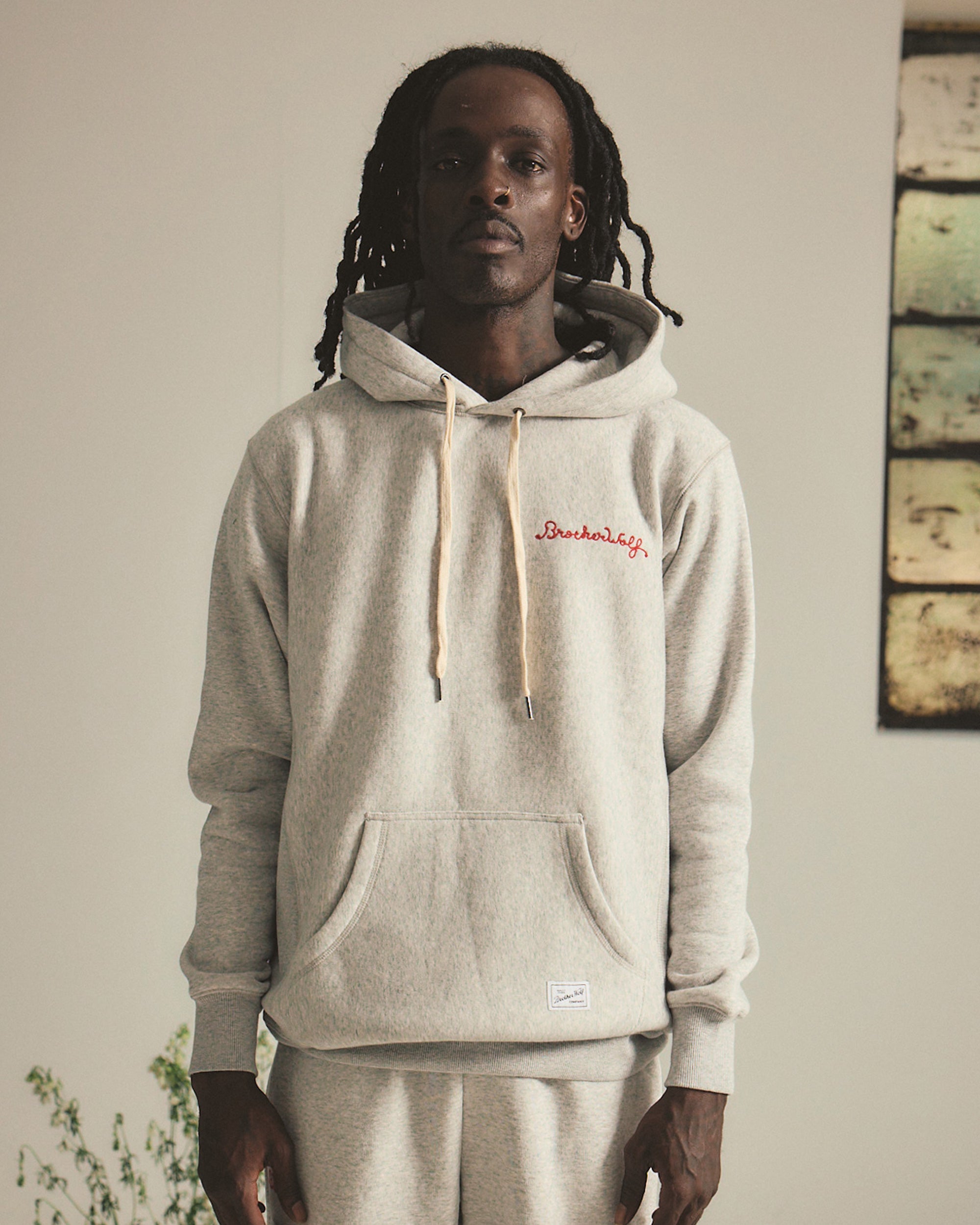 Chain Stitch Hood - White Marle