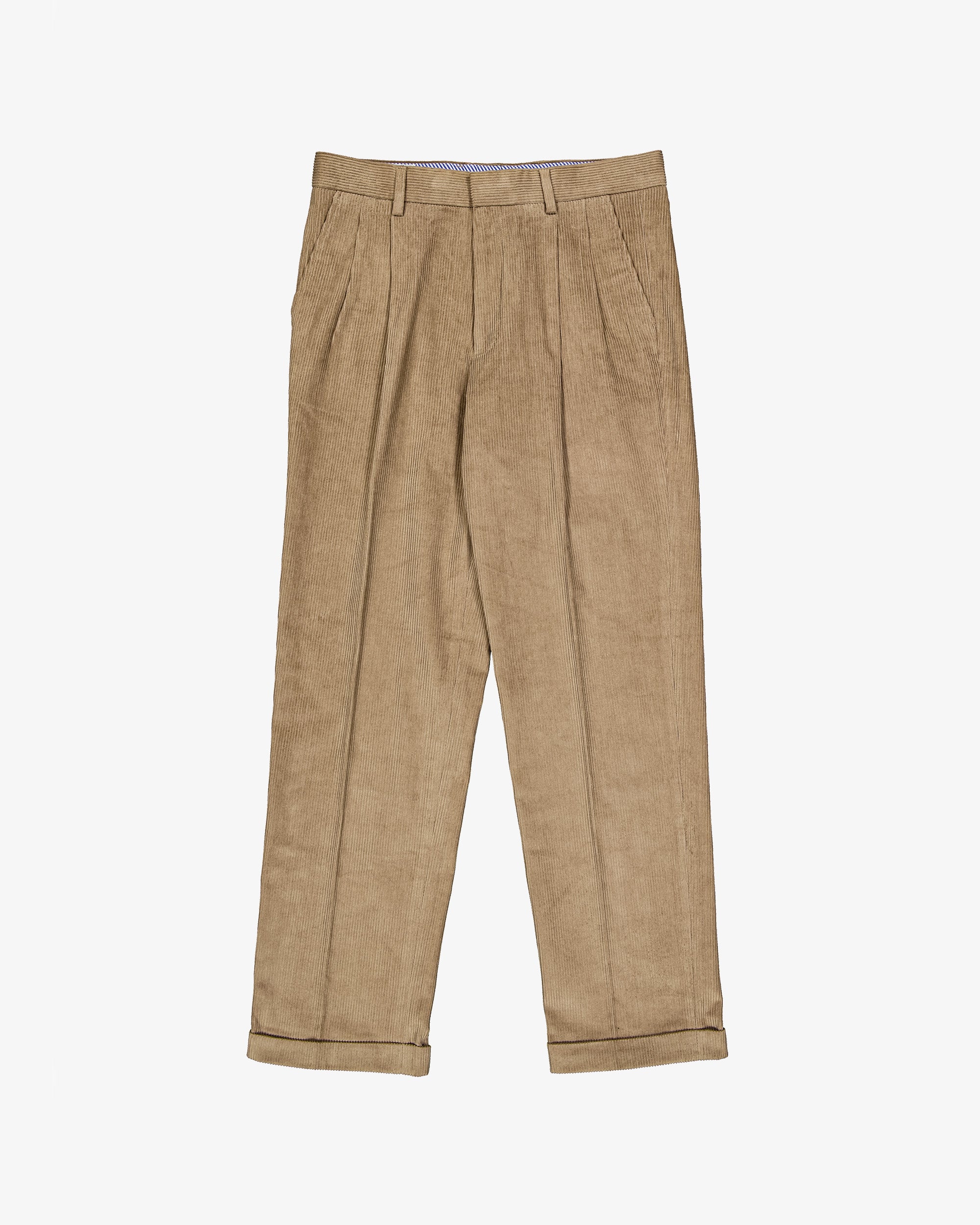 Pleated cord pant - Beige