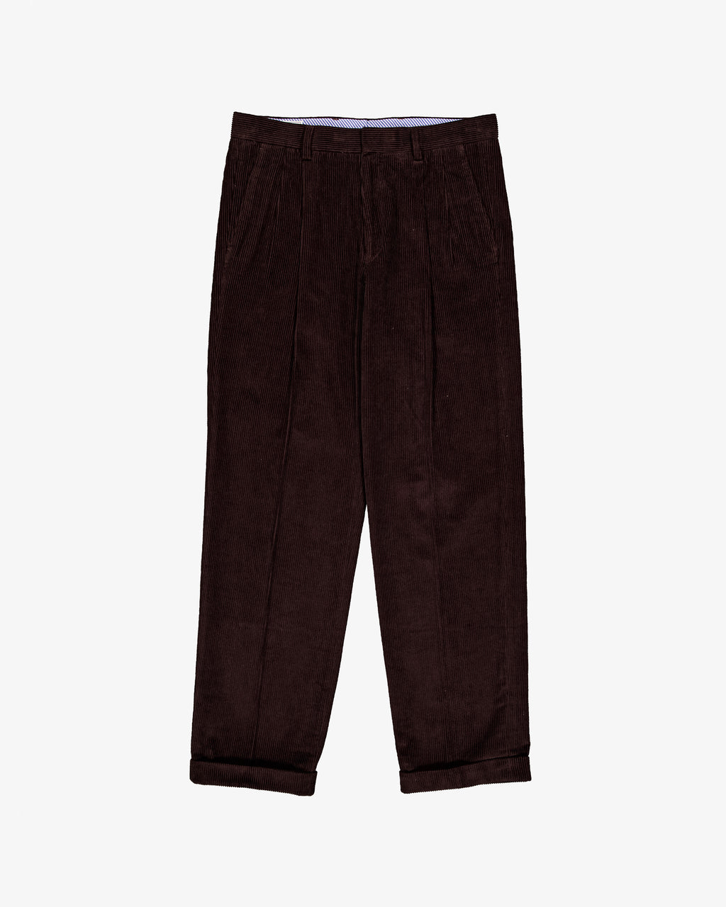 Cord pleated pants - Brown
