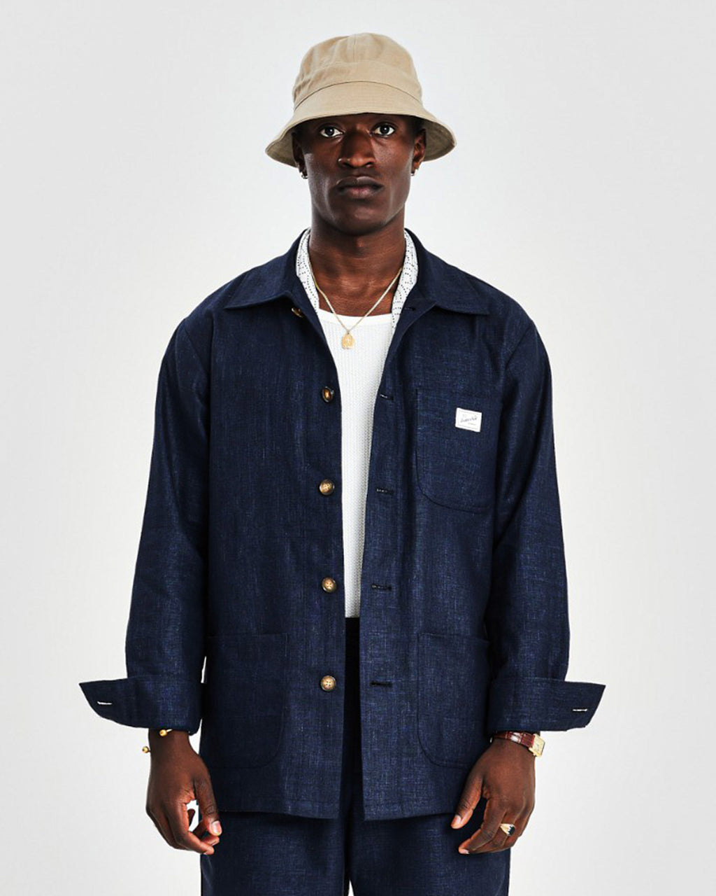Chore Linen Shirt Jacket - Navy