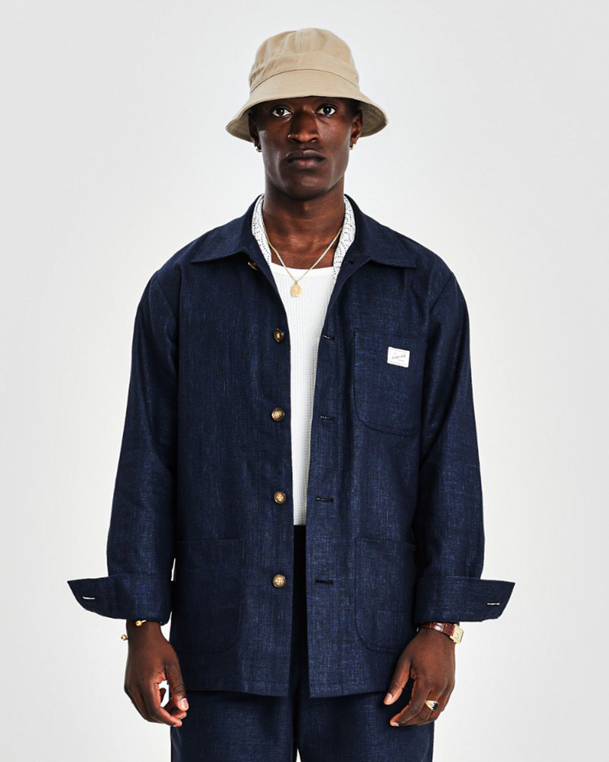 Chore Linen Shirt Jacket - Navy