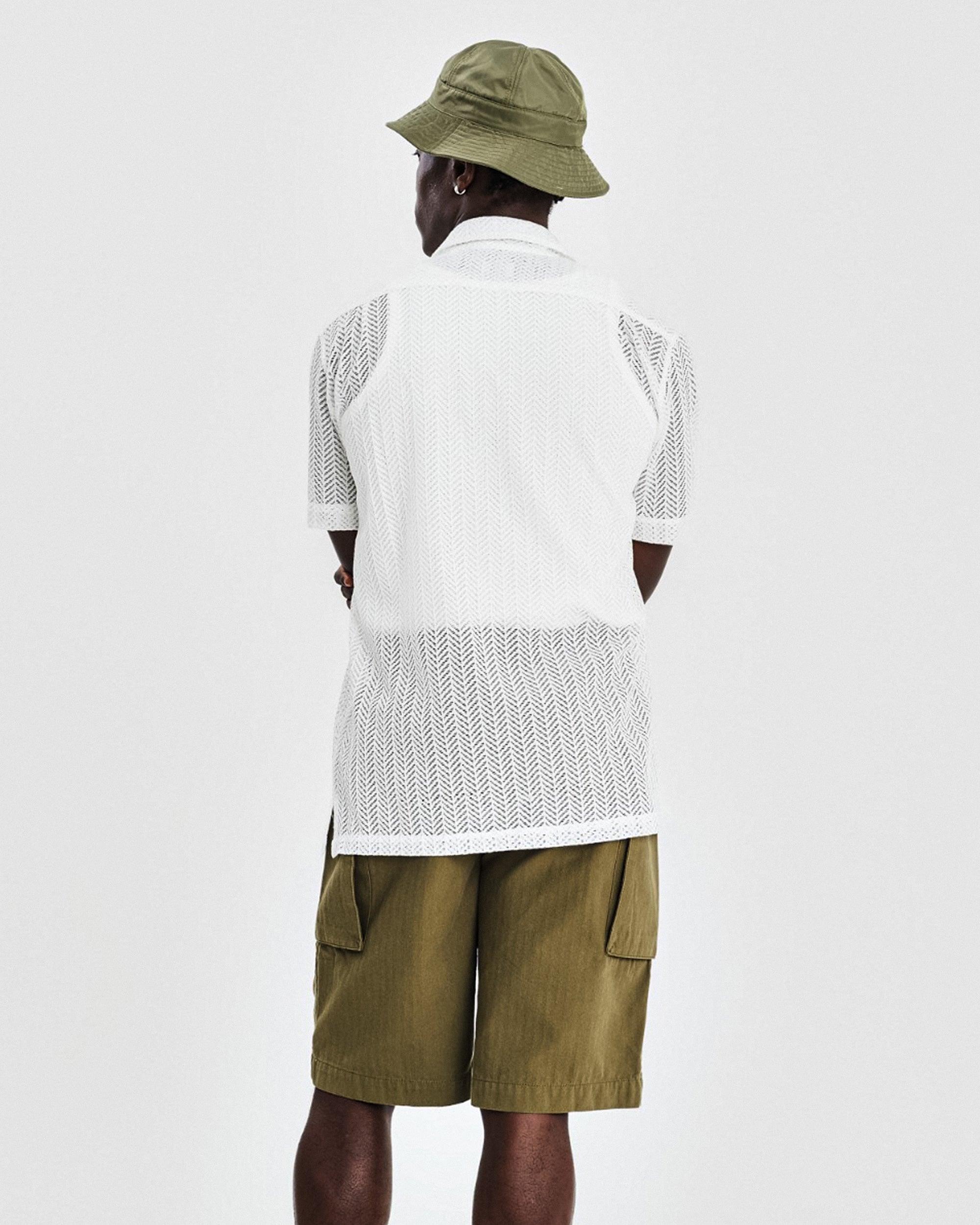Lace cuban short sleeve shirt - White