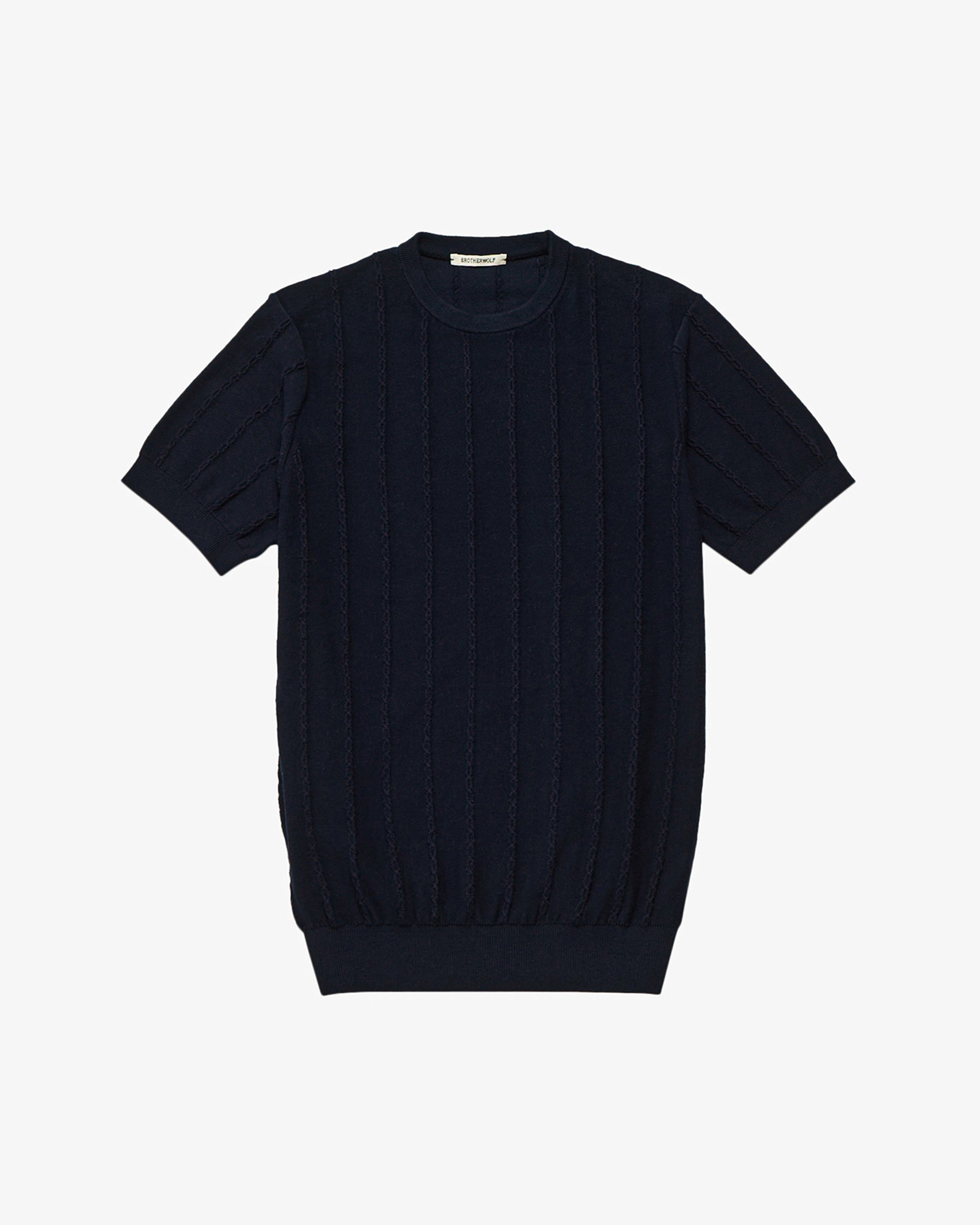 Cable Tee - Navy Blue