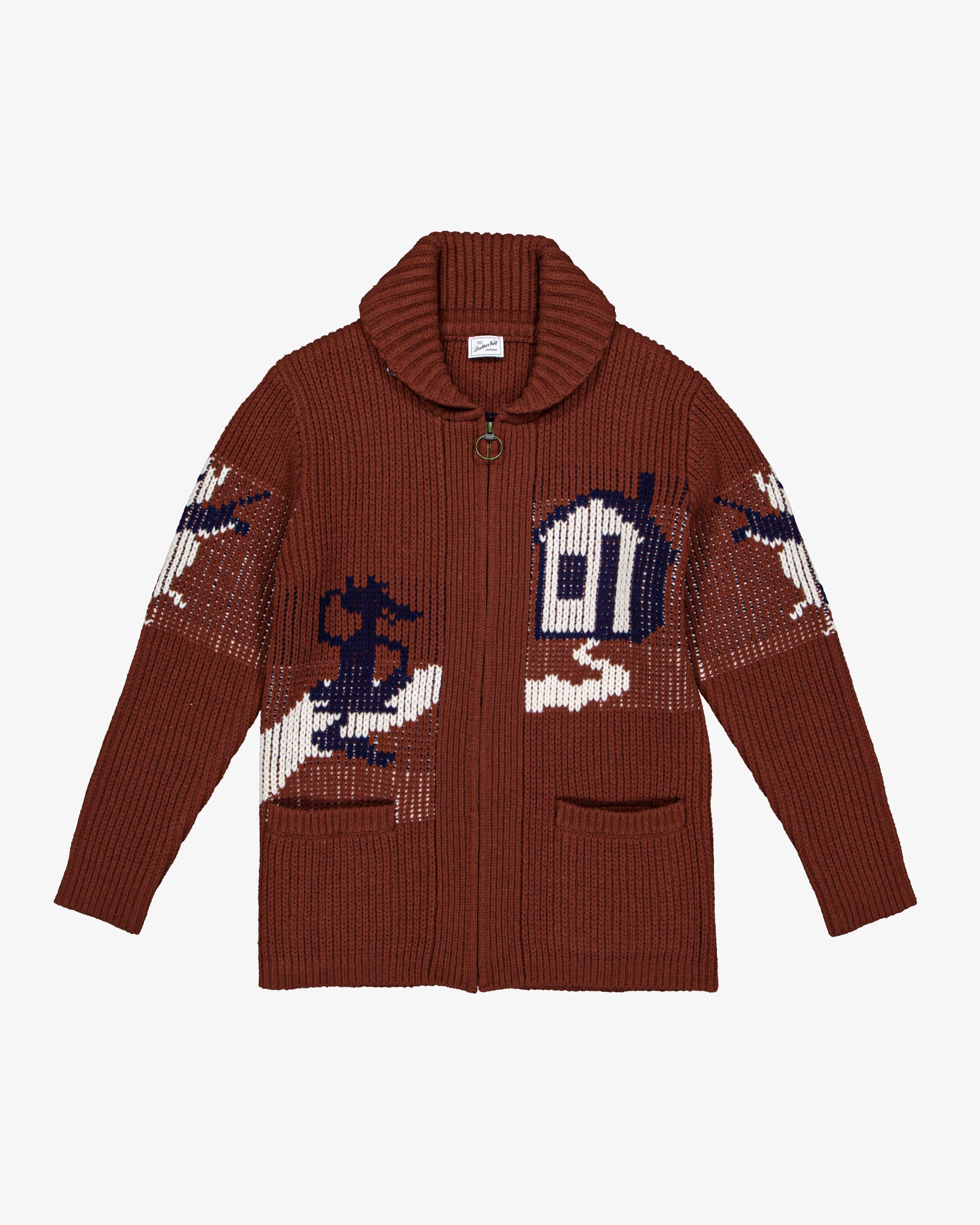 Huff heavy weight cardigan  - Rust