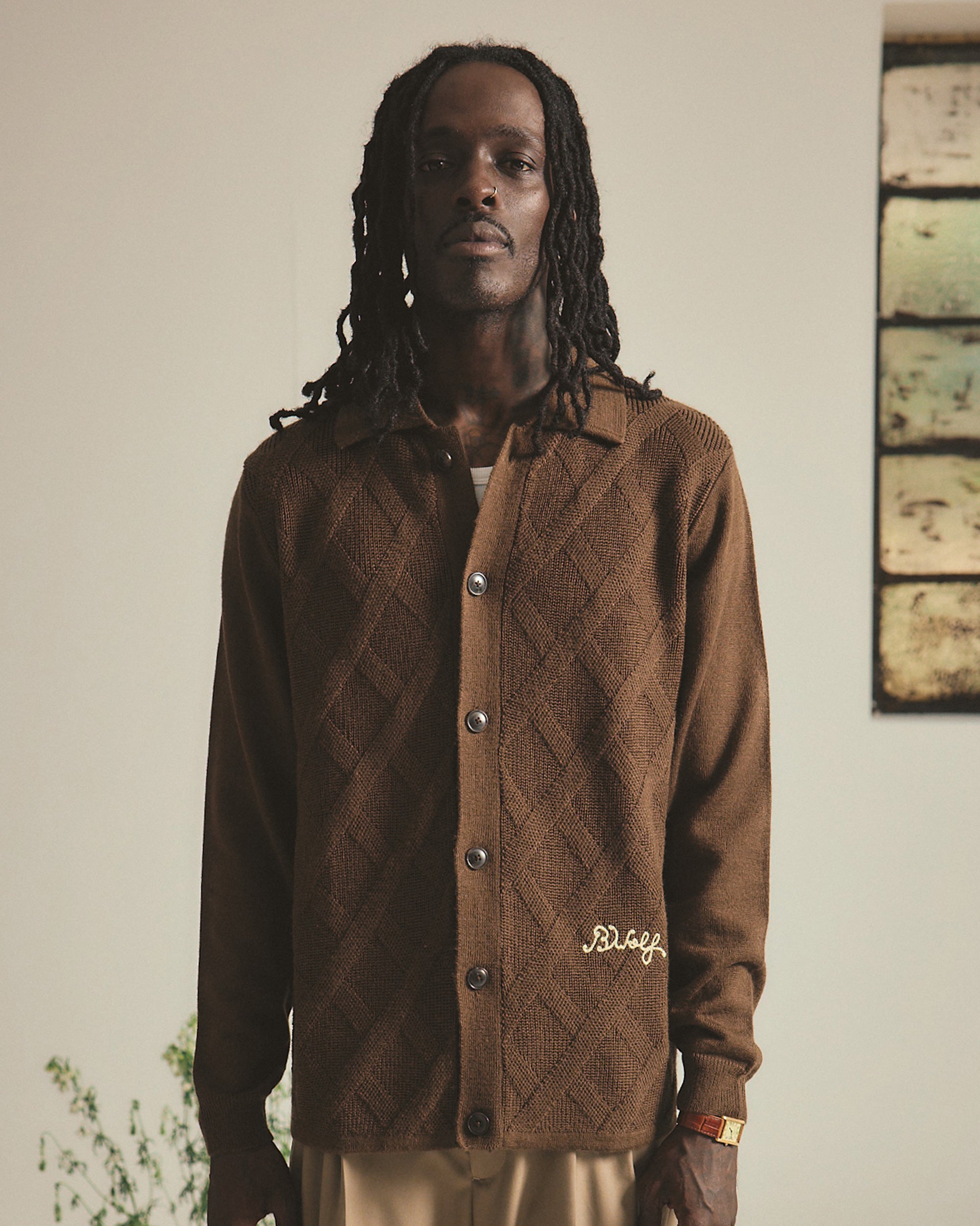 Plaid Knit - Brown