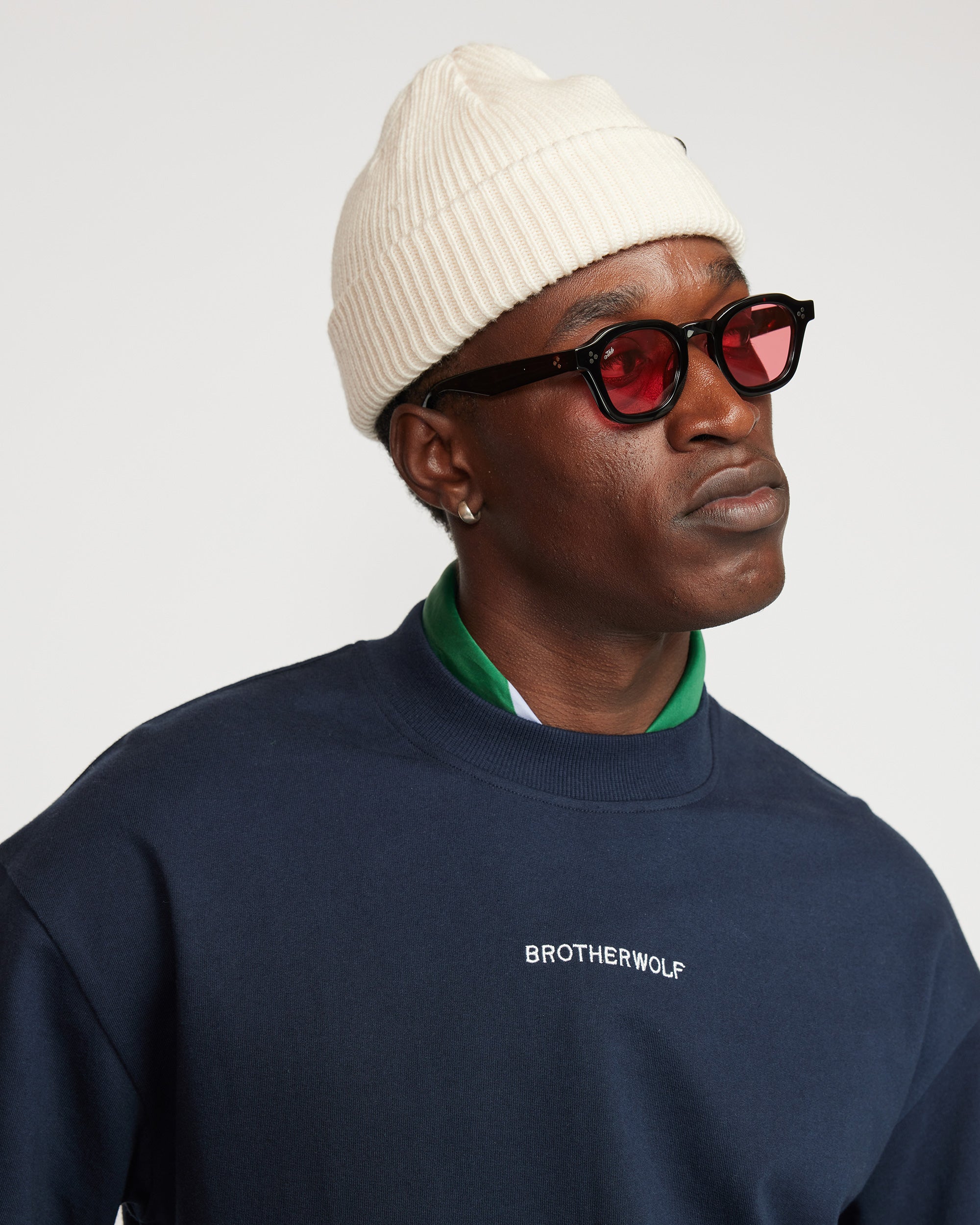 Oversized Tee (Signature Brother Wolf Embroidery)  - Navy