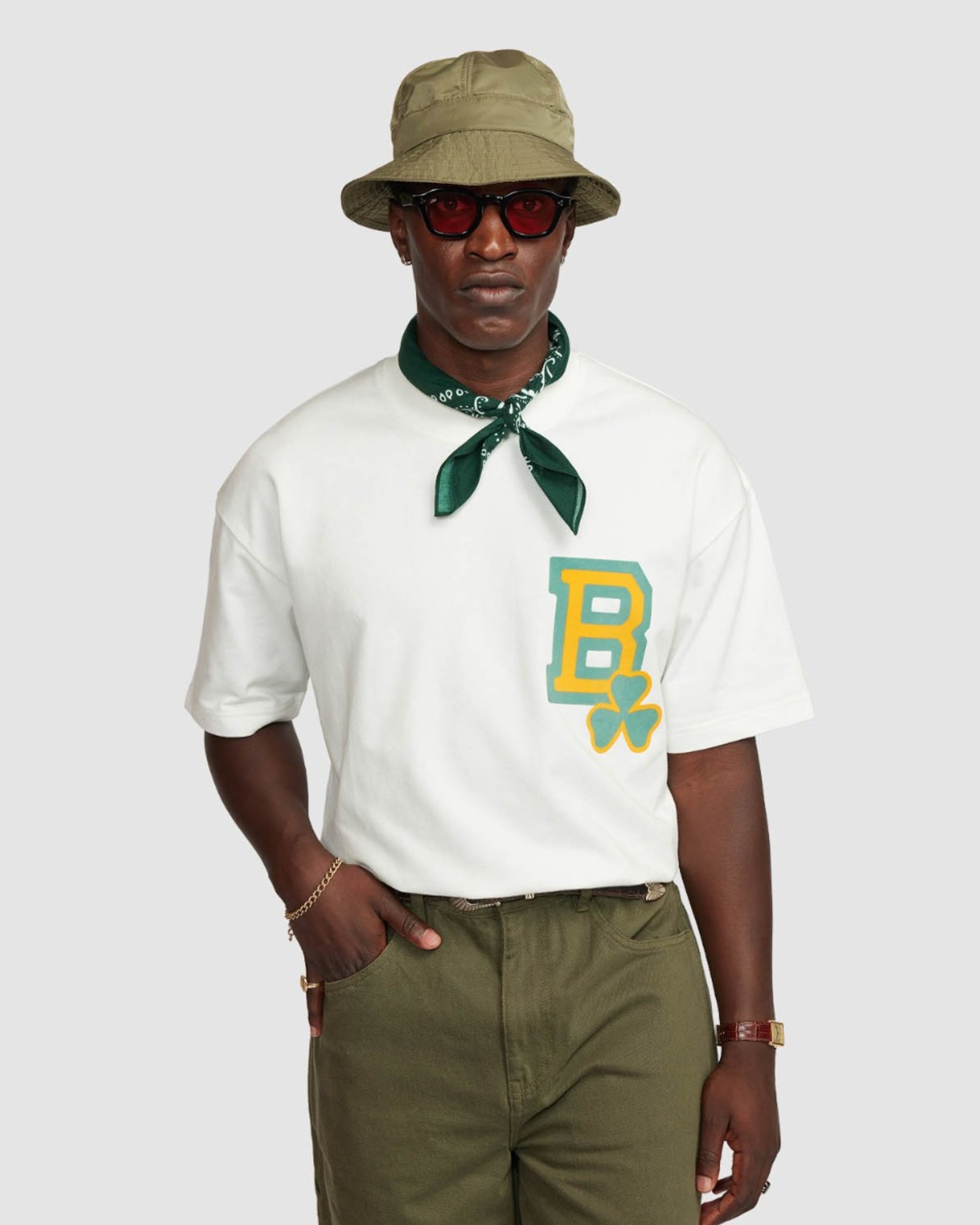 Oversized Tee (B Shamrock Flocking Print) - Off white