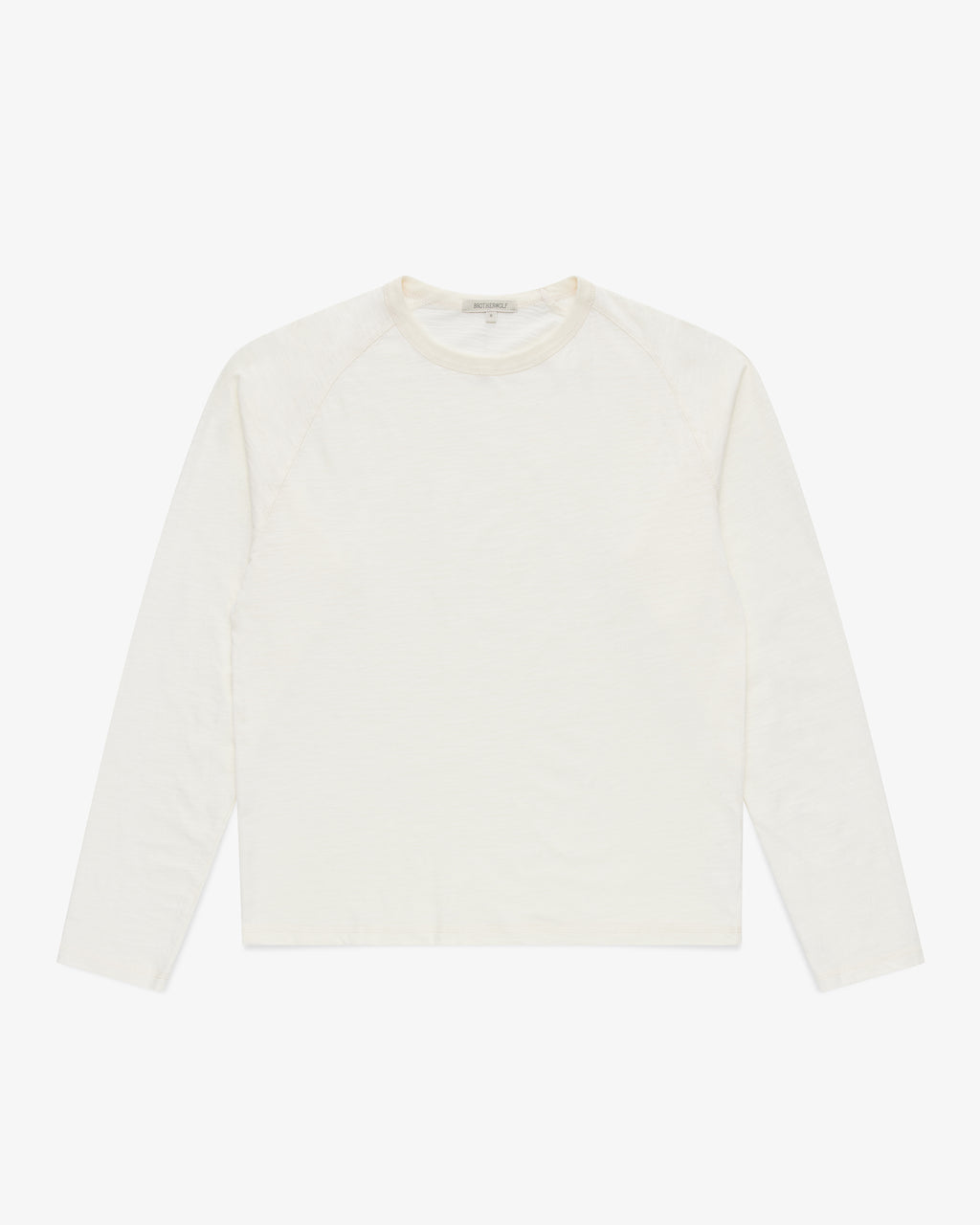 Brotherwolf Long Sleeve Slub Tee in off-white, front view
