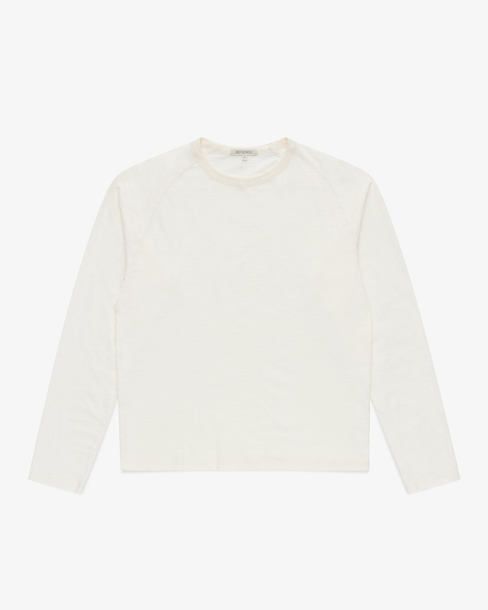 Brotherwolf Long Sleeve Slub Tee in off-white, front view