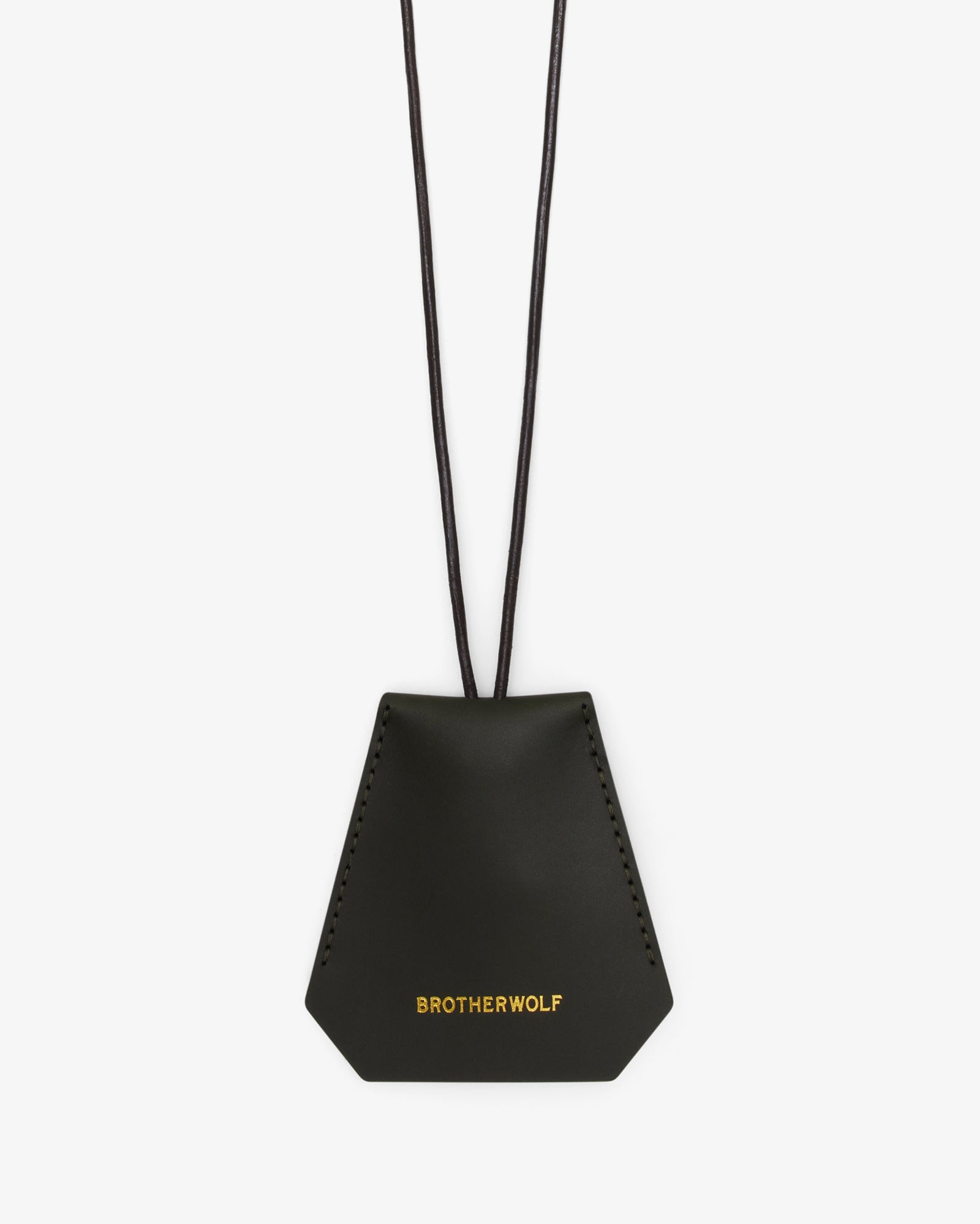 Brotherwolf Key Clochette in Woodlands Deep Kombu Green leather with gold foil BROTHERWOLF