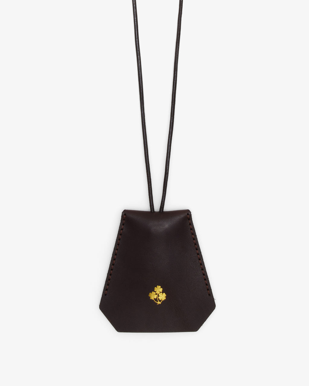 Brotherwolf Key Clochette in Espresso leather, gold foil clover icon